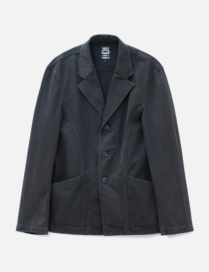 AJOBYAJO Washed Curved Seam Cotton Blazer