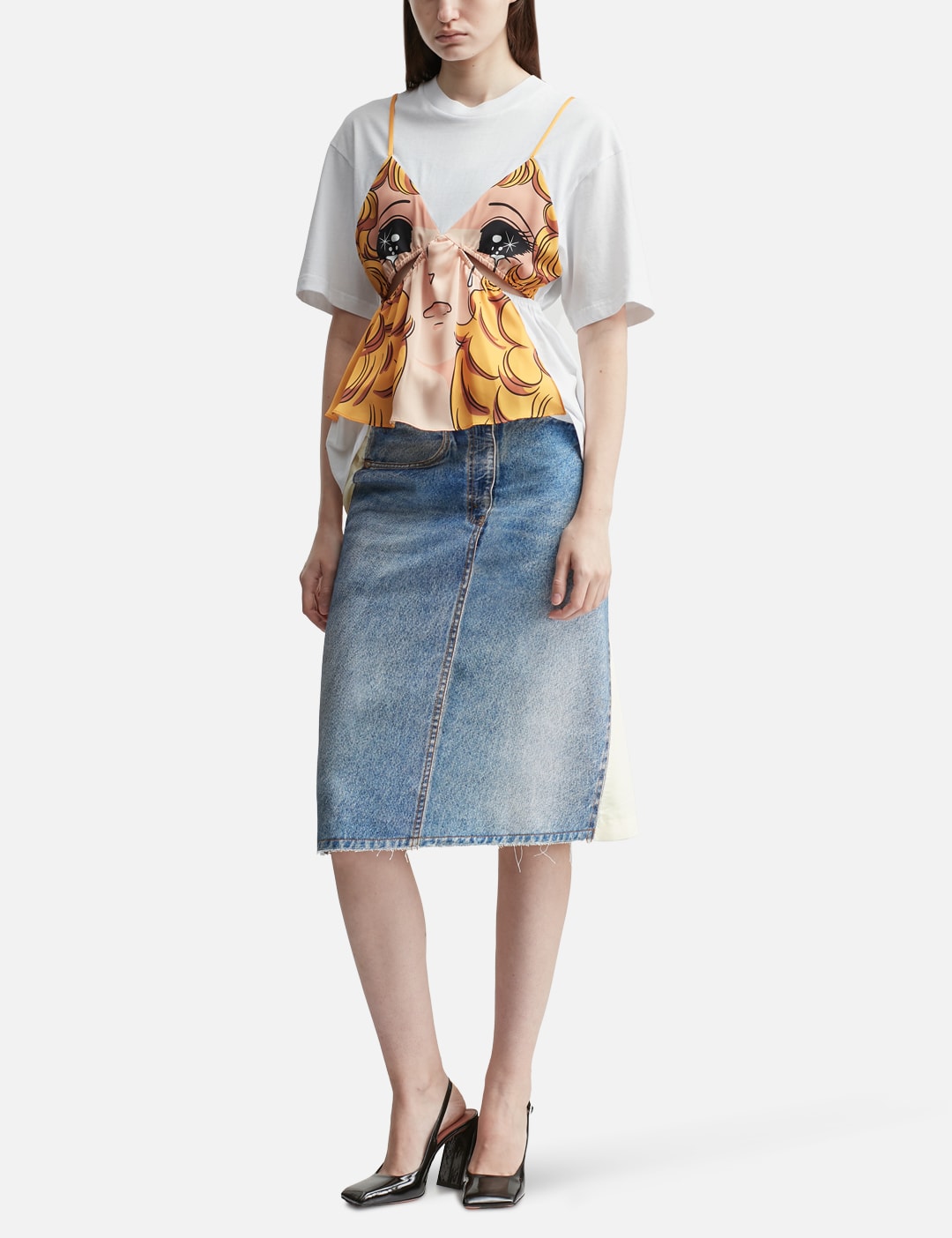 Denim Print Wrap Panel Skirt view 16