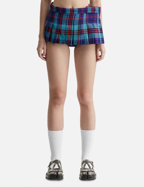 PUSHBUTTON Check Side Folded Pleats Skort