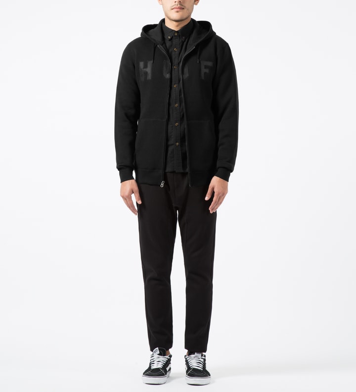 Black HUF Logo Zip Up Hoodie Placeholder Image