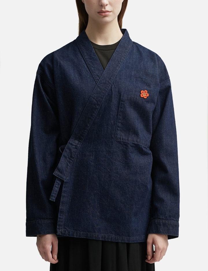 Medium indigo denim kimono jacket