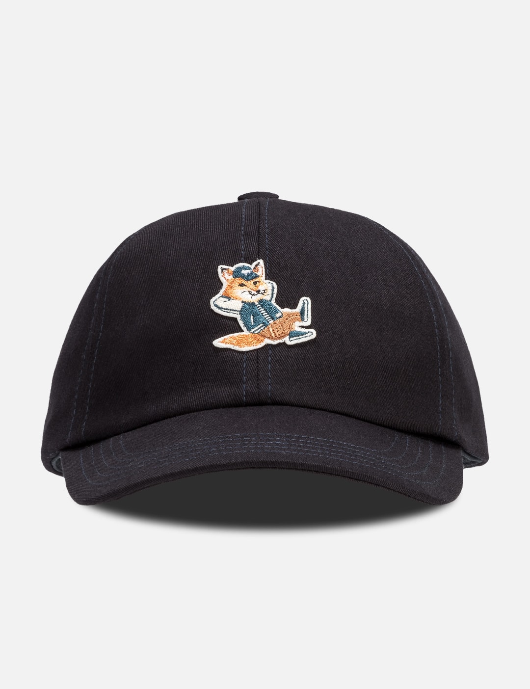 MAISON KITSUNÉ Navy Cap with Cream Label MAISON KITSUNE x KURO ATELIER DENIM CAP | Maison Kitsuné main image 3