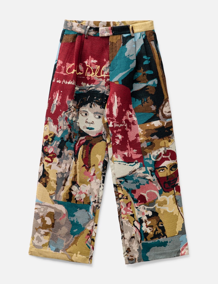 Shop Kidsuper Jacquard Paintings Double Pleated Trousers