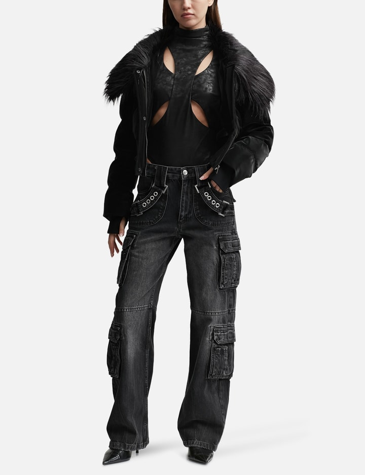 Velvet Latex Cropped Puffer Jacket Placeholder Image