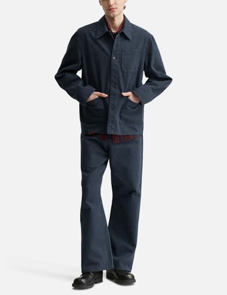 Washed Cotton Twill Loose Flared Jeans view 14