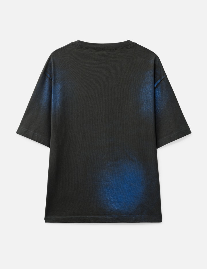 Acne Studios Spotted Blue Cotton T-shirt With Iridescent Finish In Multi