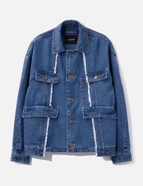 SONGZIO Asymmetric Vertical Denim Trucker Jacket