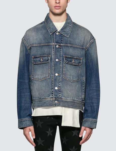 Chain Detail Cropped Denim Jacket in Blue - JW Anderson