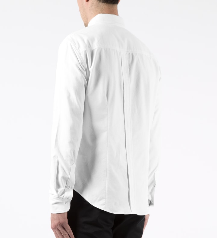 White L/S Button Down Shirt with Zigzag Panel Print Placeholder Image