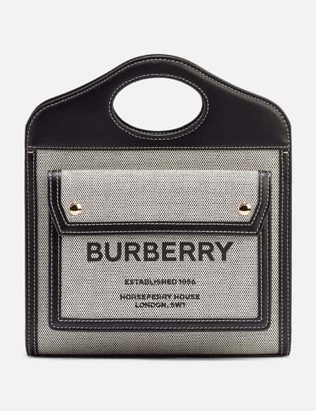 Burberry 트라이-톤 코튼 캔버스 앤 레더 미니 포켓 백