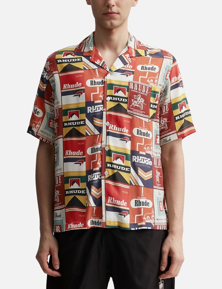 rhude cigarette shirt Men's Patchwork Camp and white stand out against the bold black base RHUDE COLLINS FUMAR TEE