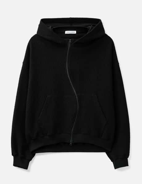 FFFPostalservice Curved Zip-Up Round Hem Hoodie