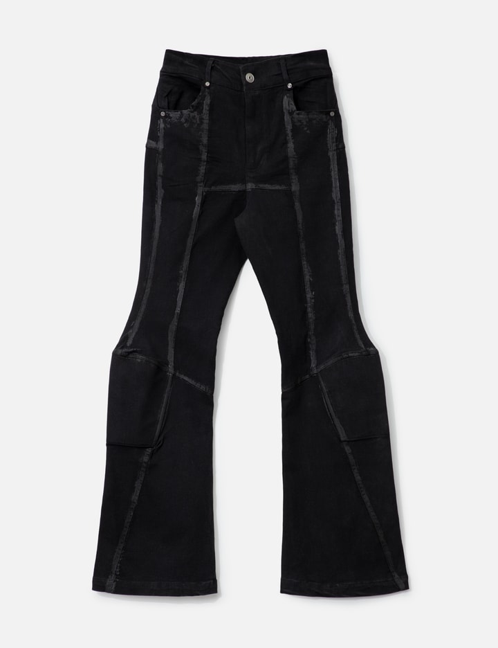Padded Flared Painted Denim Pants Placeholder Image