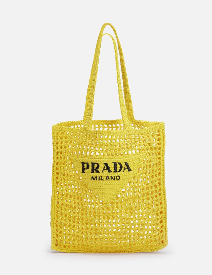 Prada Crochet Tote Bag In Yellow