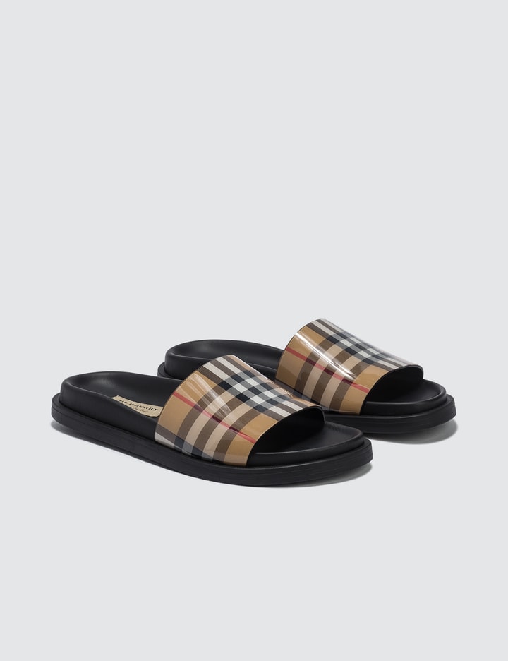 Vintage Check and Leather Slides Placeholder Image