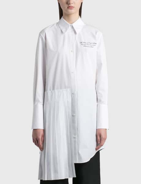 Off-White Popeline Plisse Shirt Dress
