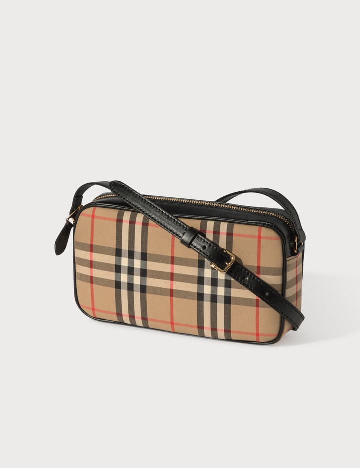 Small Vintage Check and Leather Camera Bag Placeholder Image
