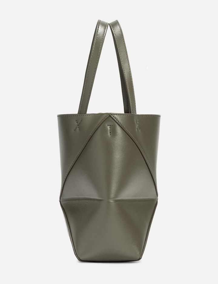 Loewe Mini Puzzle Fold Tote In Shiny Calfskin In Green