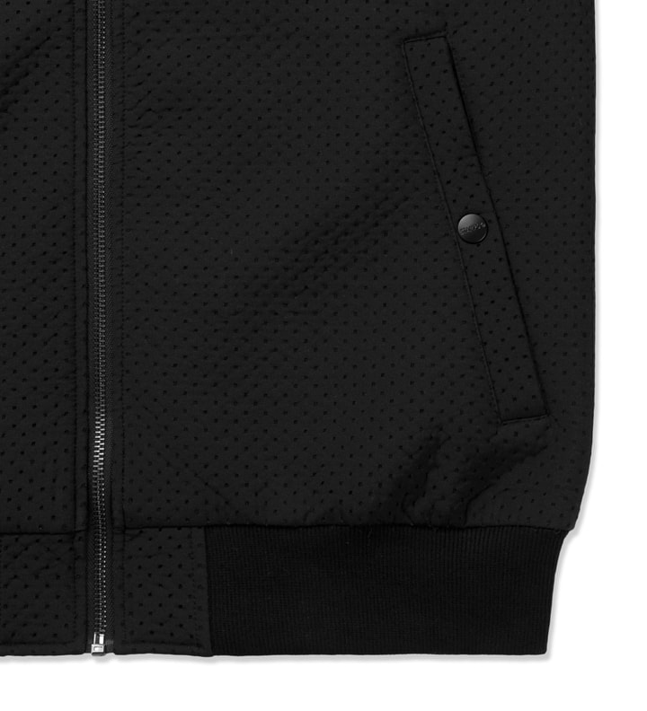 Black Perforated Neoprene Bomber Jacket Placeholder Image