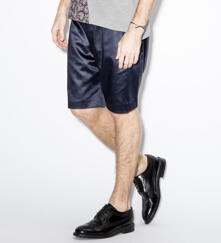 Black Cotton-Blend Satin Shorts Placeholder Image