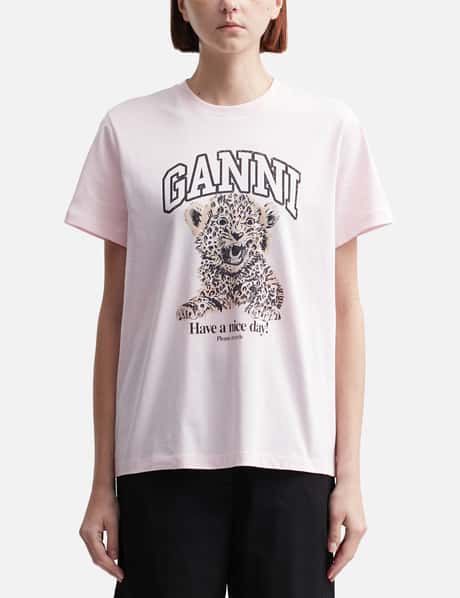 Ganni Basic Jersey Leopard Relaxed T-shirt