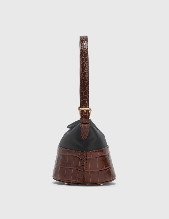 Mini Jamie Nutella Croco Embossed Leather And Black Silk Top Handle Bag Placeholder Image