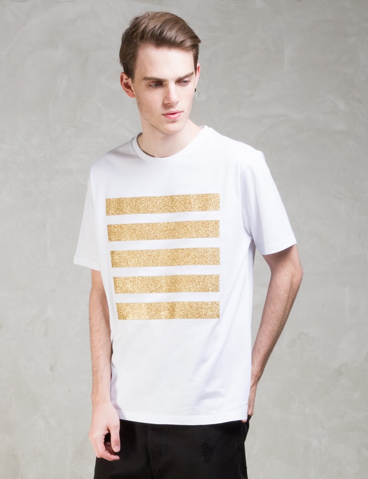 Gold Glitter 5 Stripes S/S T-Shirt Placeholder Image
