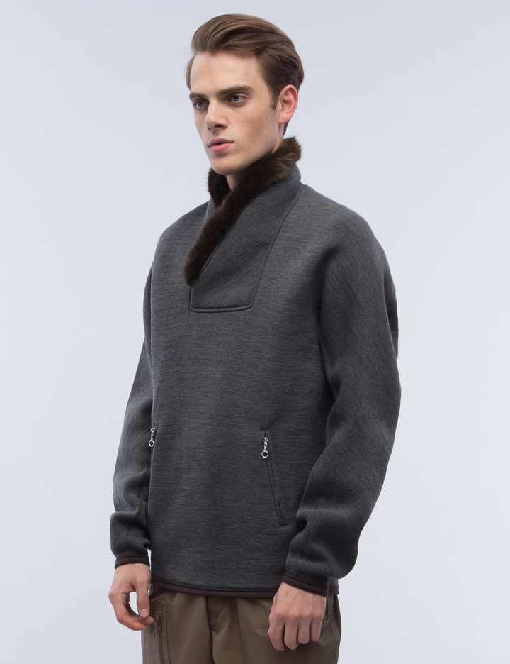 Faux Fur Shawl Collar Pullover Sweater Placeholder Image