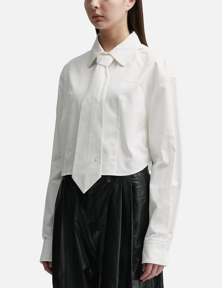 Shop Lesugiatelier Cropped Shirt And Tie In White