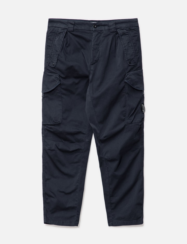 Plan C Wide Leg Belted Cargo Pants in Navy Black