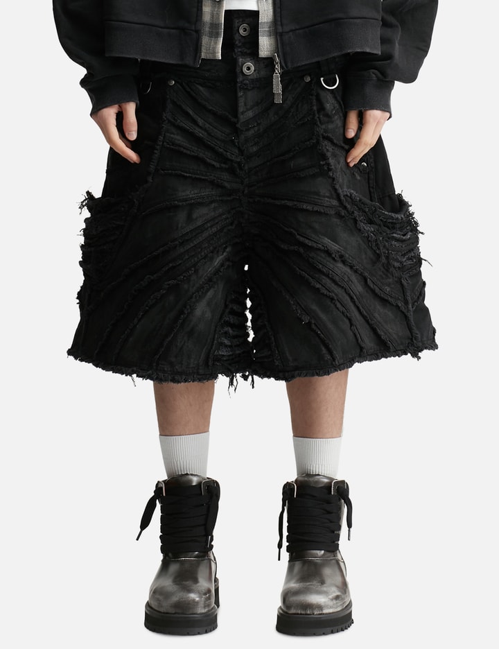 Thought We Friends Attached Detachable Waxed Distressed Denims