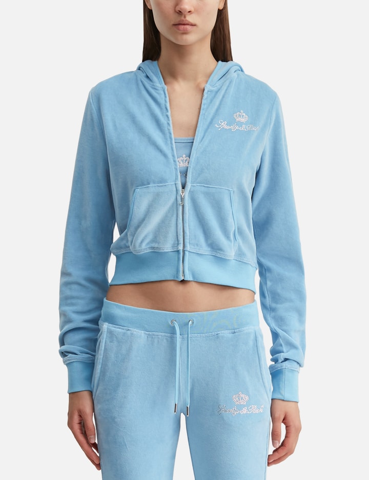 Sporty & Rich Sporty & Rich X Juicy Couture Script Velour Zip Hoodie