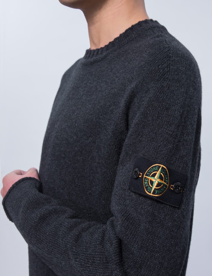 Crewneck Knit Sweater With Logo Arm Patch Placeholder Image