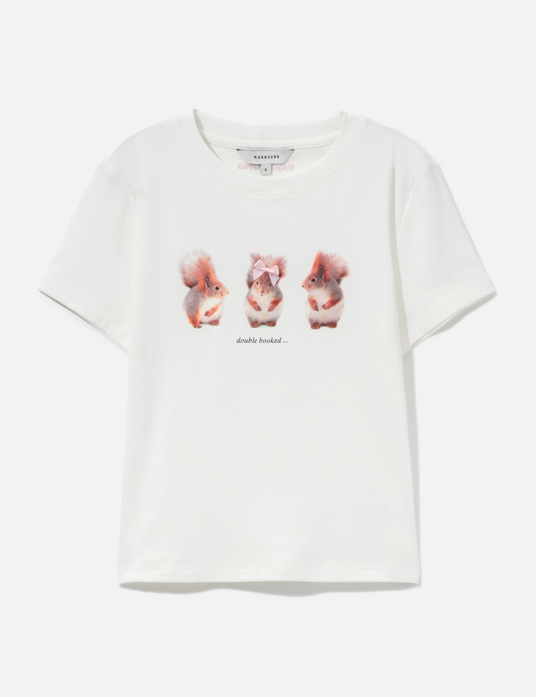 White Squirrel Printed Stretch Short Sleeve Top view 7