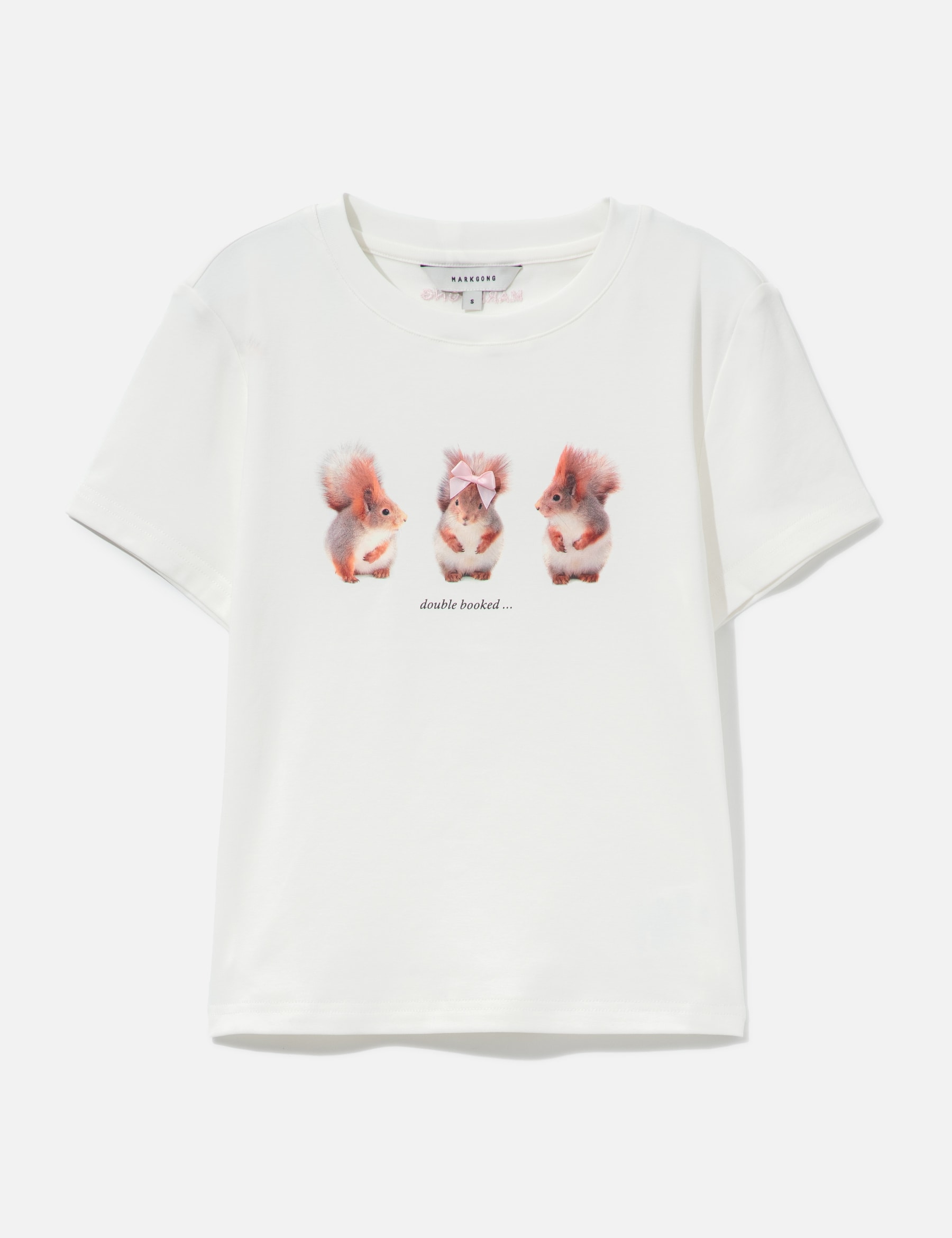 White Squirrel Printed Stretch Short Sleeve Top view 16