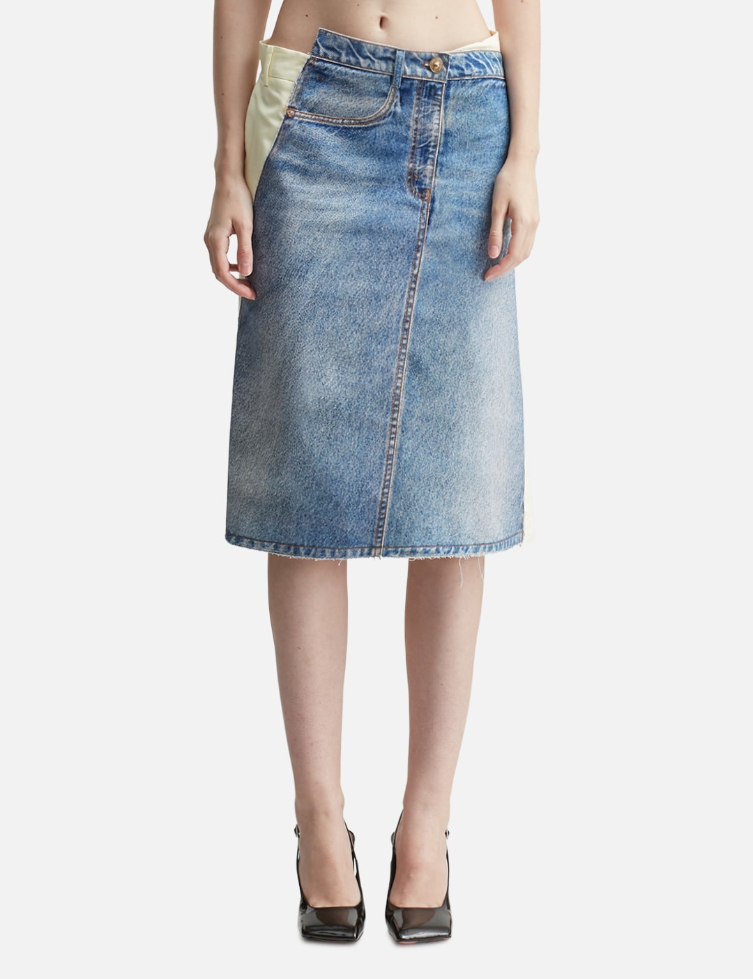 Denim Print Wrap Panel Skirt view 13