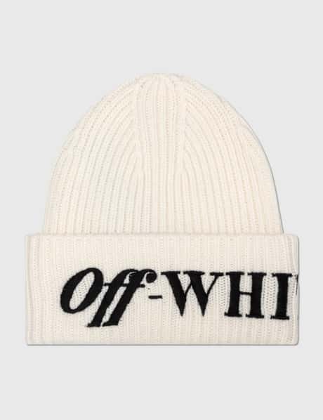 Off-White Black Logo Ribbed Beanie OFF-WHITE Logo Ribbed Beanie in Black & White | REVOLVE main image 2