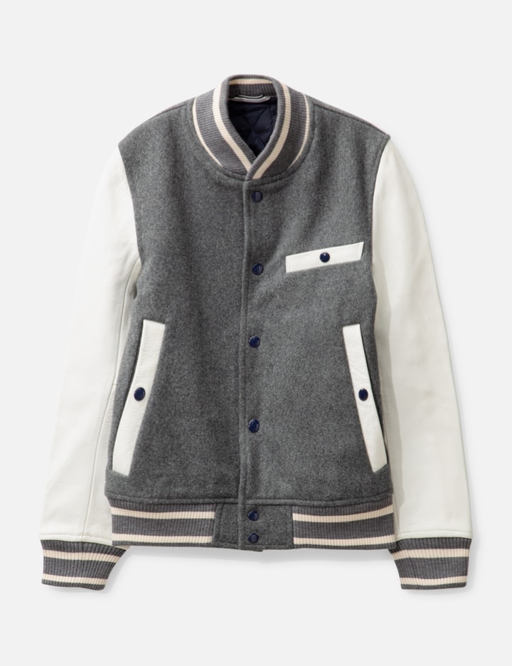 Thom Browne Thom Grey Baseball Jacket In Gray