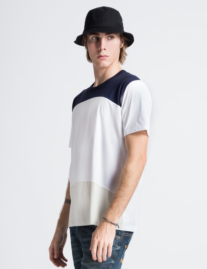 Navy Blue/Off White Short Sleeve Colour Block T-Shirt Placeholder Image