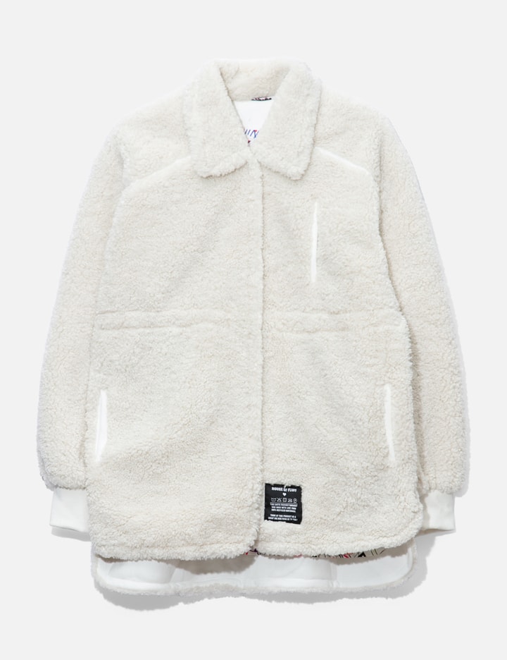 House Of Fluff Recycled Shearling Shacket In White