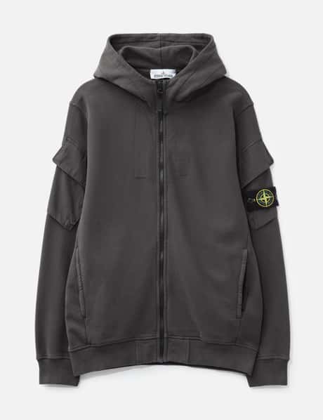 스톤 아일랜드 Brushed Organic Cotton Fleece Hooded Sweatshirt
