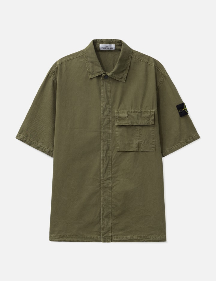 Stone Island Brushed Organic Cotton Canvas 'Old' Effect Shirt