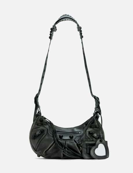 Balenciaga Le Cagole Small Studded Crinkled-leather Shoulder Bag