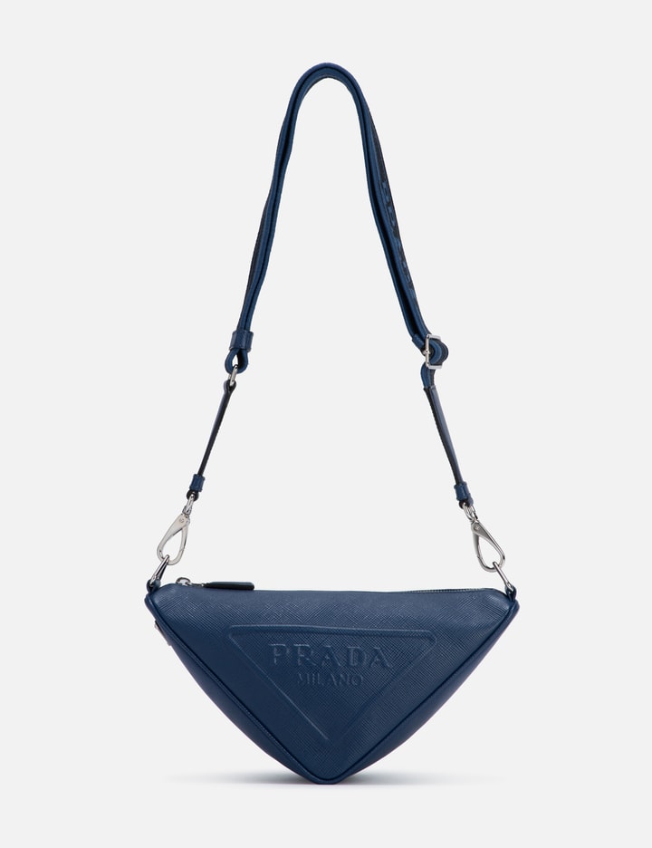 Shop Prada Triangle Bag In Blue