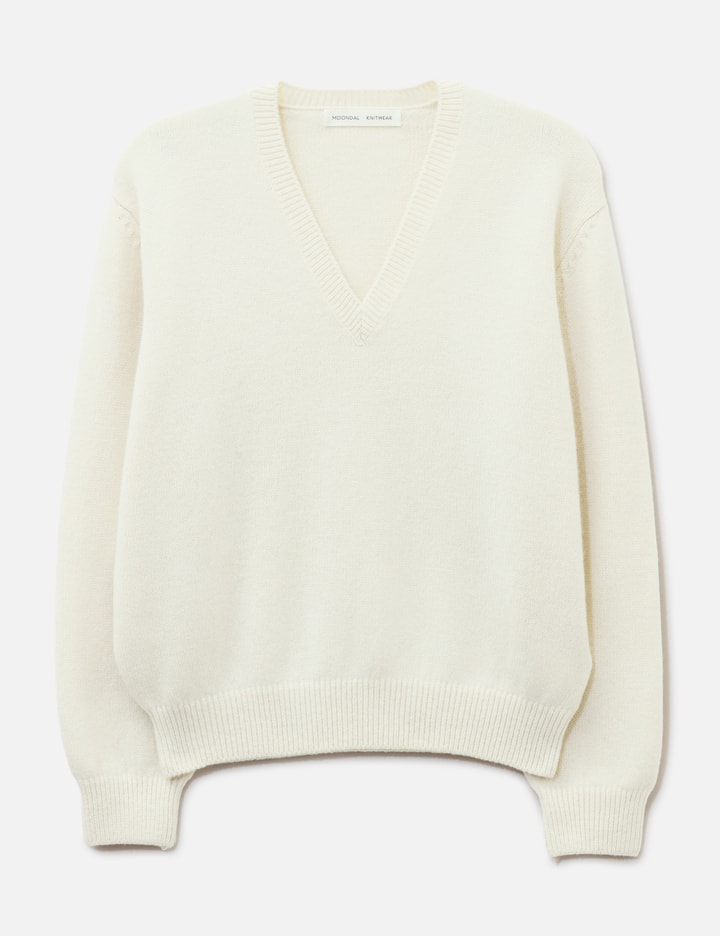 Moondal 24 Deep V-Neck Knit In Ivory