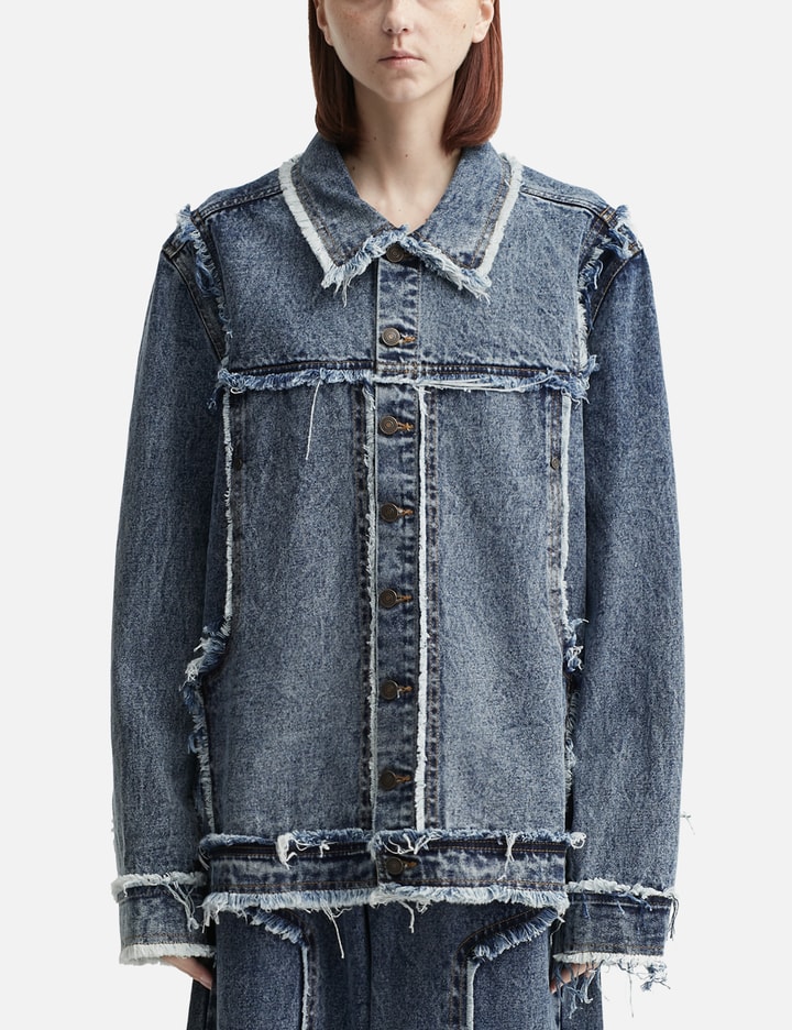 Distressed Raw Edge Denim Jacket Placeholder Image