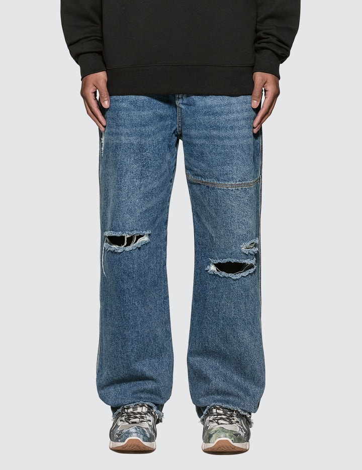 Oversized Washed Denim Jeans Placeholder Image