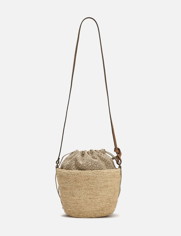 Anagram Pochette Basket bag in raffia, jacquard and calfskin Natural/Tan -  LOEWE