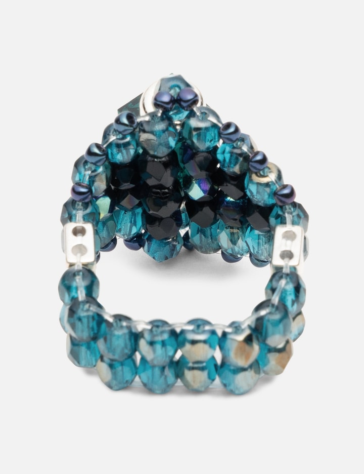 Needles X Tie A Knot Square Crystal Beads Ring In Blue