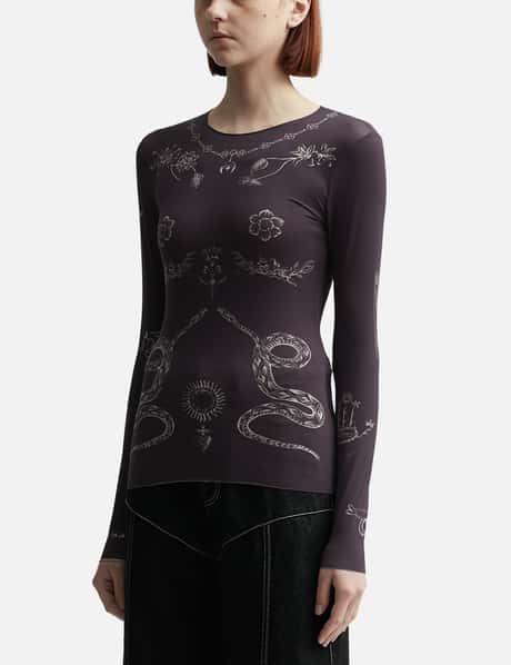 Marine Serre - Tattoo Printed Jersey Second Skin Crewneck Top | HBX